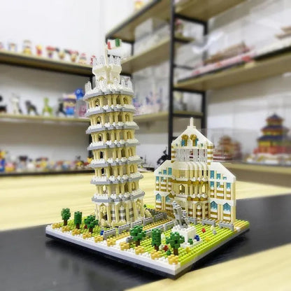 World Architecture Colosseum Leaning Tower Louvre Museum Cathedral Museum Church 3D Model DIY Mini Diamond Blocks Bricks Building Toy for Children Gift no Box