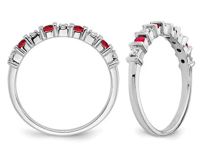1/5 Carat (ctw) Natural Ruby Ring in 14K White Gold with Diamonds