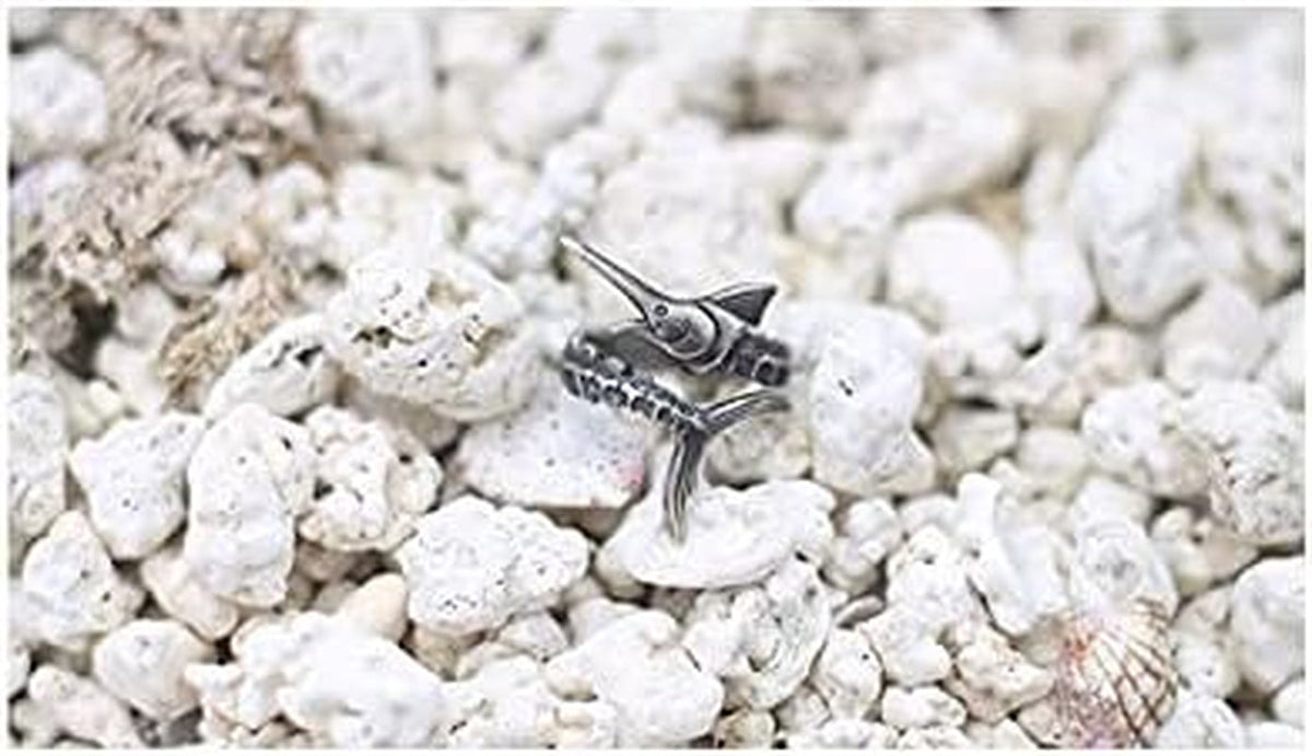The Old Man and the Sea Marlin Fish Ring Retro Copper Inspirational Ring Open Adjustable Ring for Women Men