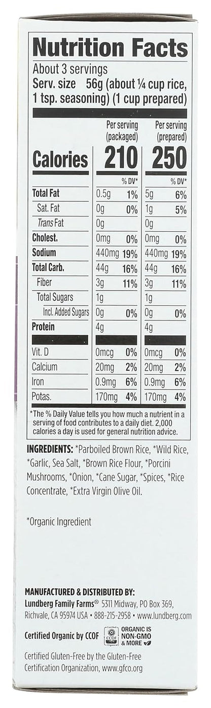 Family Farms, Rice Whole Grain with Wild Porcini Mushrooms Organic, 6 Ounce