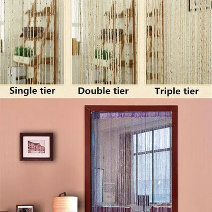 Fashion 200cm*100cm String Sparkle Curtains Fly Screen Fringe Tassel Curtain Room Divider Door Window Decor