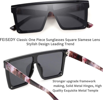Oversized Sunglasses Mens Womens Flat Top Square Trendy Visor Shades UV400 B2470