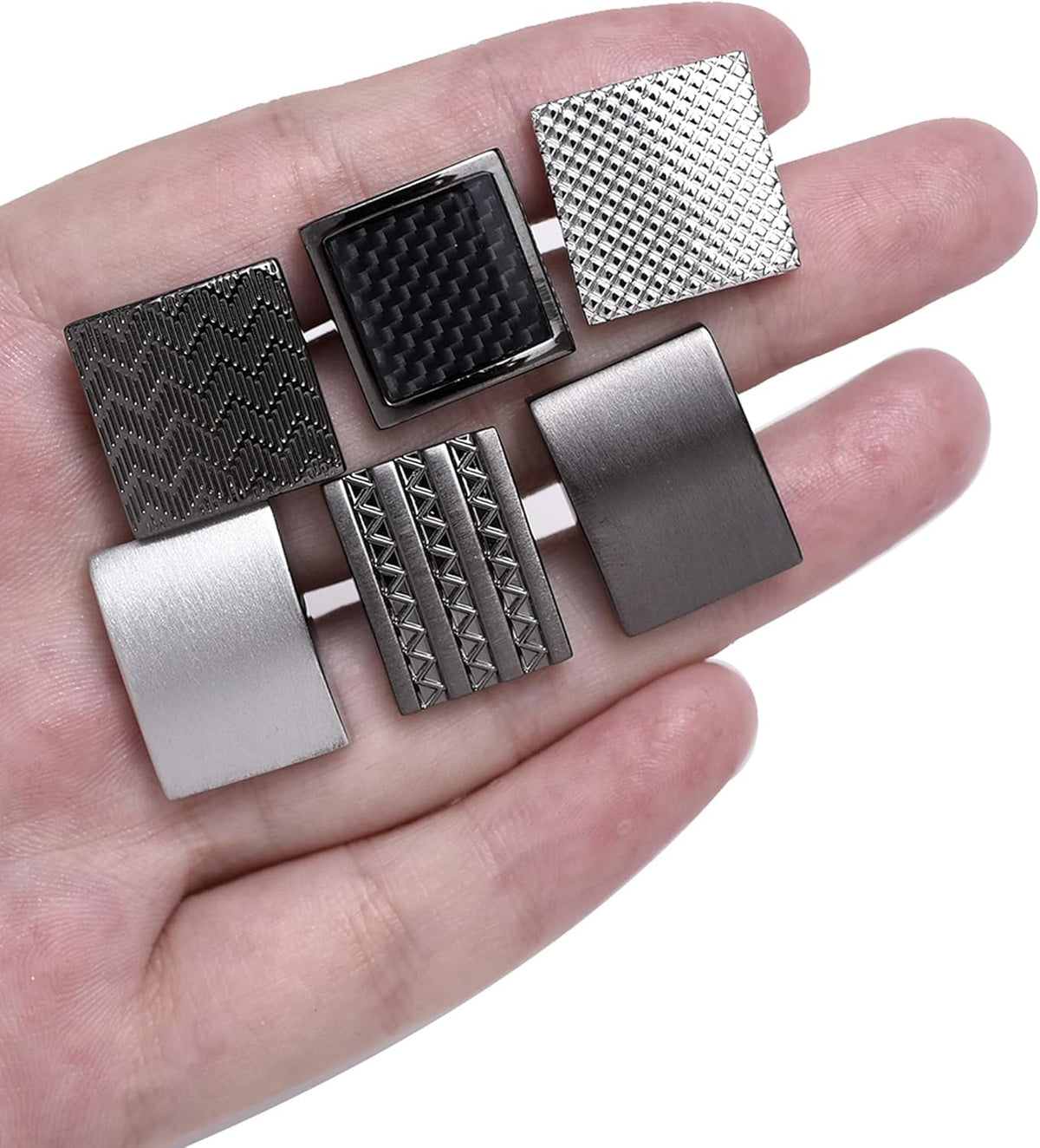 6 Pairs Cufflinks Classic Striped Disc Square Spherical Knot CZ Rectangle Cylindrical Cufflinks Set for Men