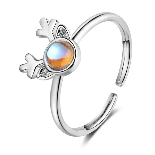 Korean Antler Ring 925 Sterling Silver Artificial Moonstone Rings For Women all with you Ring Adjustable Size