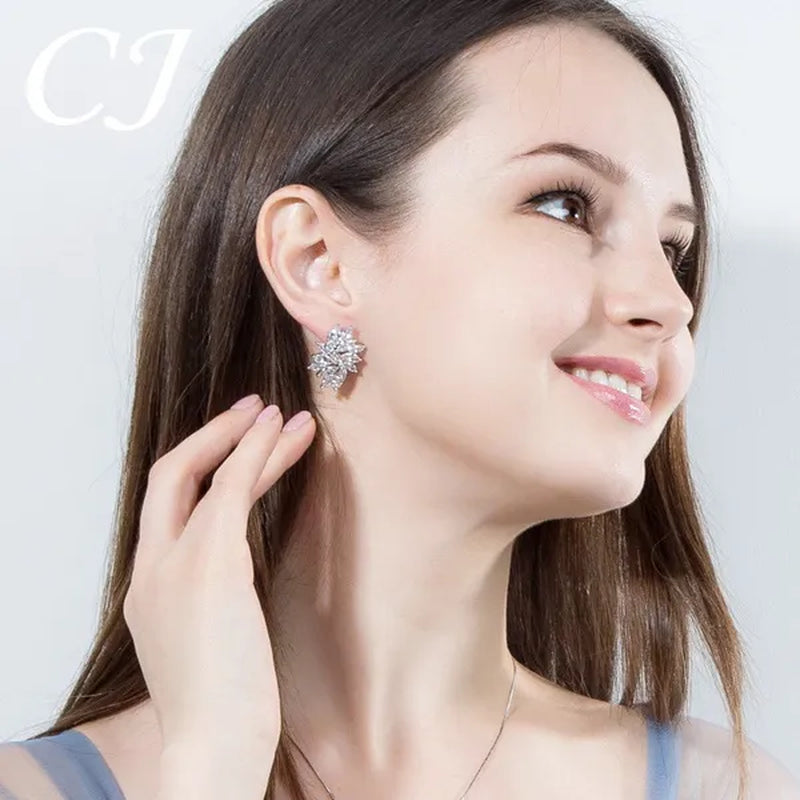 CANDICE Gorgeous Luxury Zirconia Wedding Jewelry Set Elegant Marquise CZ Big Flower Pendant Necklace Stud Earrings Bracelet for Bridal