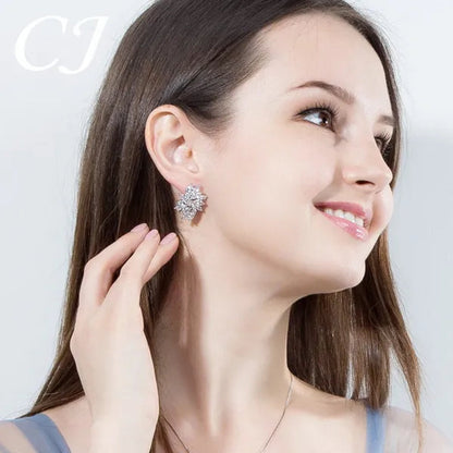 CANDICE Gorgeous Luxury Zirconia Wedding Jewelry Set Elegant Marquise CZ Big Flower Pendant Necklace Stud Earrings Bracelet for Bridal