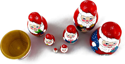 Matryoshkas Russian Nesting Dolls Christmas Santa Claus Set 7 Pcs Unique Stocking Stuffer Ideas