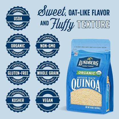 Family Farms - Organic Quinoa Antique White, 9 Essential Amino Acids, Excellent Source of Protein & Fiber, Non-Gmo, Gluten-Free, USDA Certified Organic, Vegan, Kosher (16 Oz)