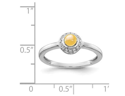 1/2 Carat (ctw) Citrine Halo Ring in 14K White Gold with Accent Diamonds