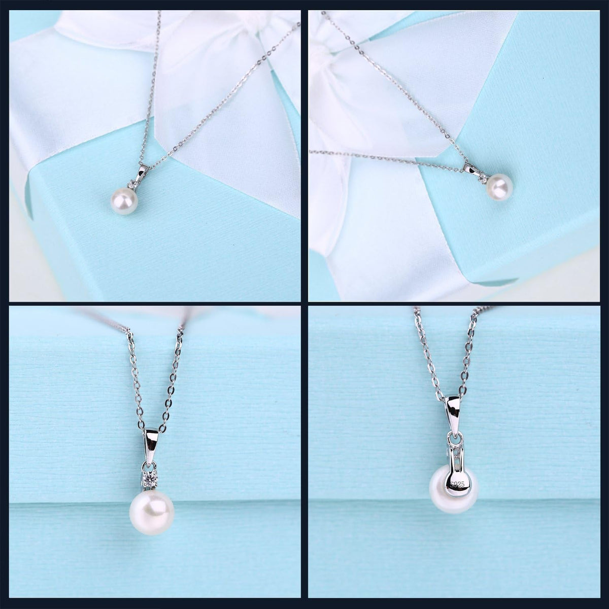 925 Sterling Silver Freshwater Cultured Pearl Pendant Necklace  Jewelry for Women,Girls
