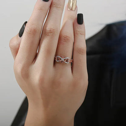 High Quality Exquisite Two Tone Plated Rose Gold / Black Filled 925 Sterling Silver Rings for Women Natural White Sapphire Diamond Ring Bride Princess Wedding Engagement Heart Ring