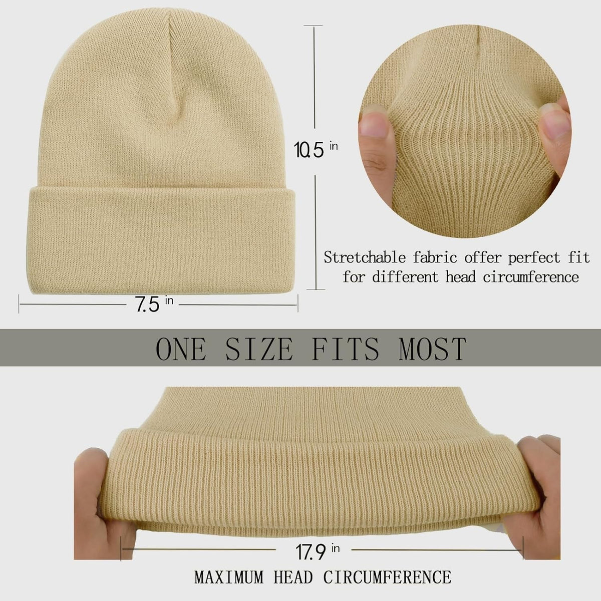 1&2 Pack Beanie for Men Women Slouchy Beanie Hats Winter Knit Caps Soft Ski Hat Unisex