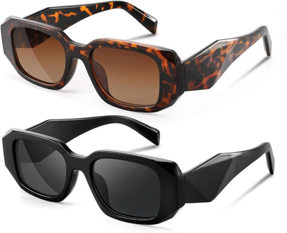 Trendy Rectangle Sunglasses for Women Men,Y2K Vintage Retro 90s Aesthetic Cool Driving Sunglasses
