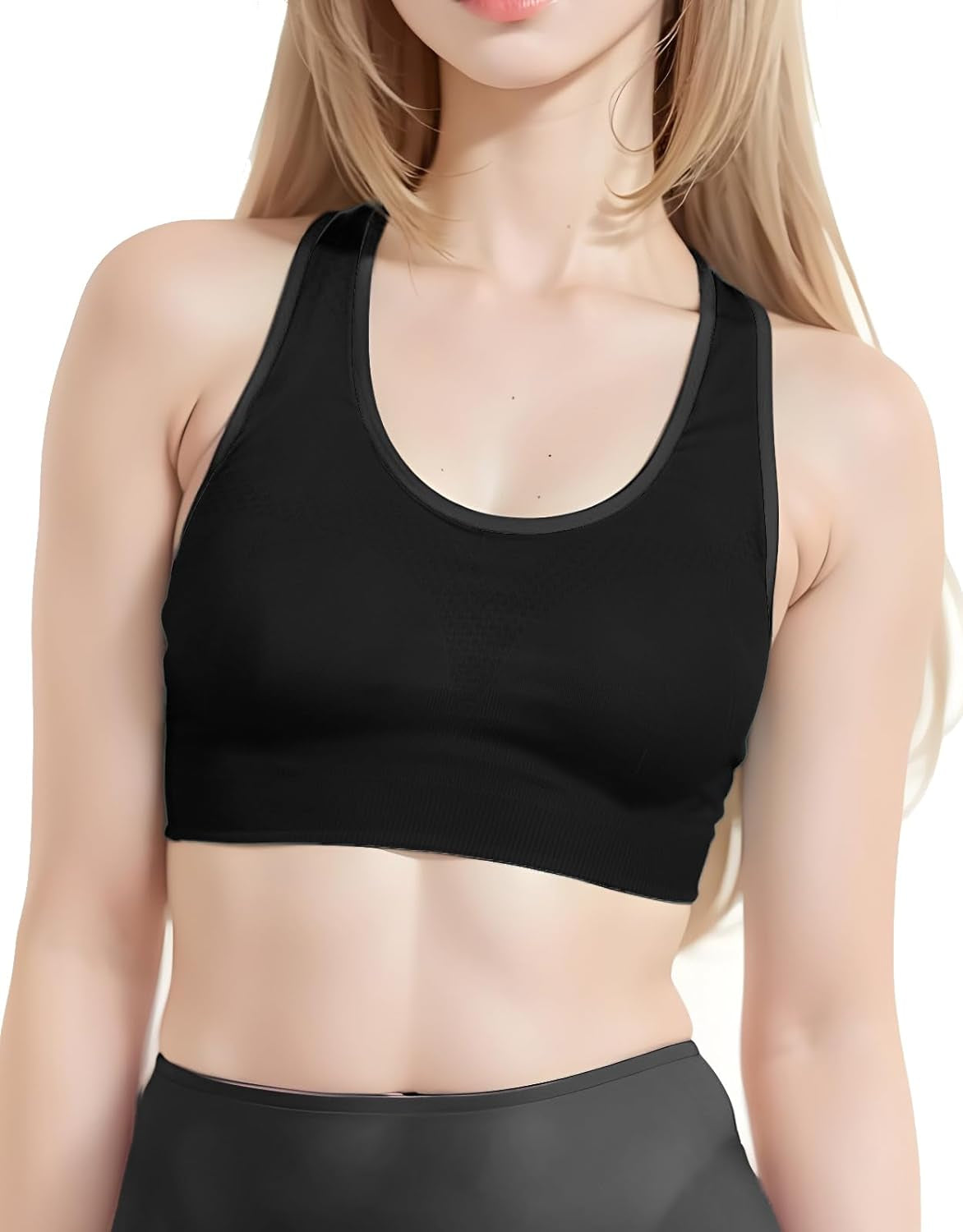 Racerback Sports Bras for Women – Padded Seamless Strappy Workout Tops for Yoga Gym Runing Fitness Sports Bras