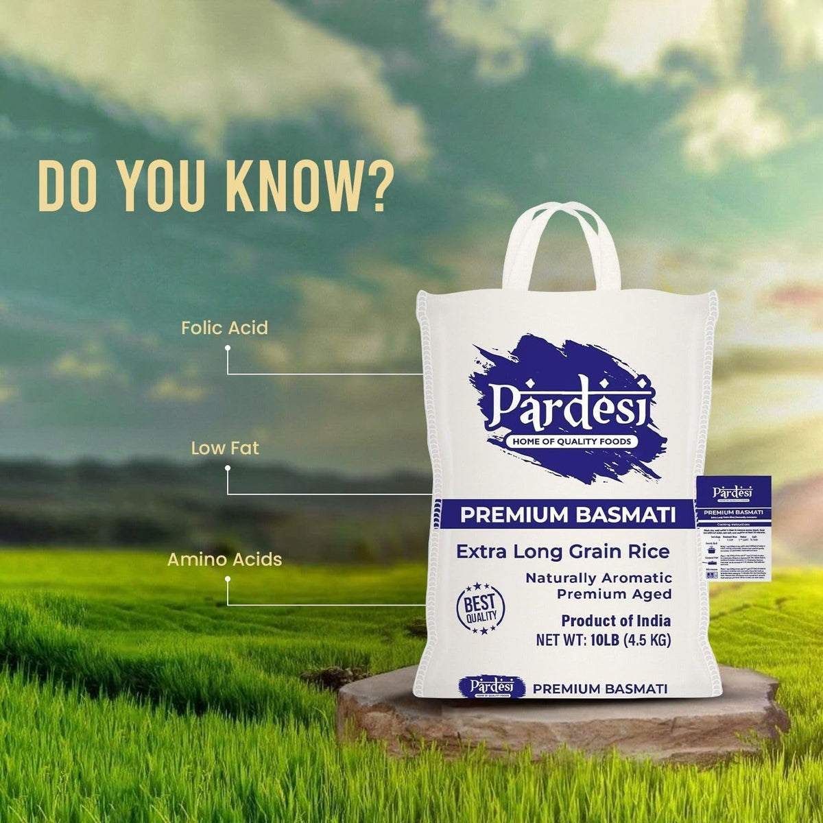 Premium Extra Long Grain Basmati Rice 4LB - Aromatic Taste - Conveinet Packaging