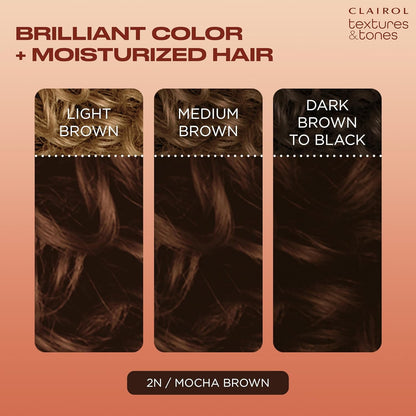 Textures & Tones Permanent Hair Dye, 2N Mocha Brown Hair Color, Pack of 1