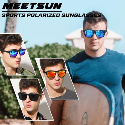 Polarized Sunglasses for Men Women UV Protection Square Frame Sport Fishing Driving Sunglasses