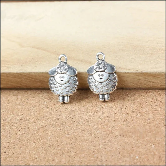 Wholesale Ancient Silver Cute Little Sheep Pendant Alloy DIY Fashion Charm Bracelet Necklace Jewelry Accessories 20 Pcs