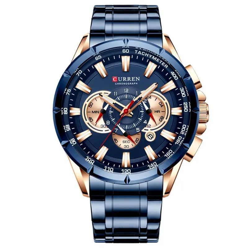 CURREN 8363 Watches For Men Luxury Chronograph Calendar Day Quartz Full Steel Men's Wristwatch