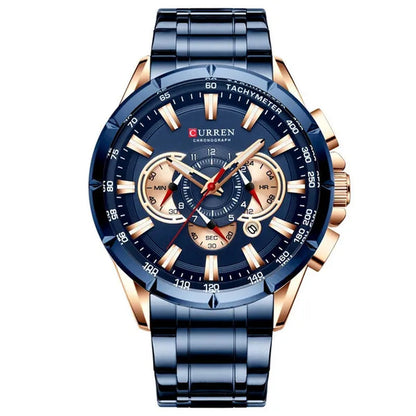 CURREN 8363 Watches For Men Luxury Chronograph Calendar Day Quartz Full Steel Men's Wristwatch