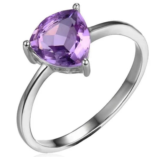 Majesty Diamonds MDS170127 1.125 CT Trillion Purple Amethyst Cocktail Ring in .925 Sterling Silver - Size 7