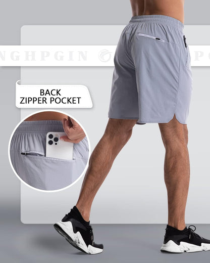 2 Pack Mens Workout Athletic Shorts 7 Inch Inseam Quick Dry Hiking Shorts Men Lightweight Sports Gym Shorts Running