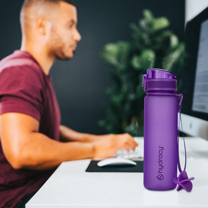 Water Bottle with Shaker Ball & Time Marker - 500Ml 17Oz Bpafree Water Bottle -Leak Proof & No Sweat Gym Bottle W/Fruit Infuser Strainer -Ideal Gift for Fitness, Sports & Outdoors -Berry Blue