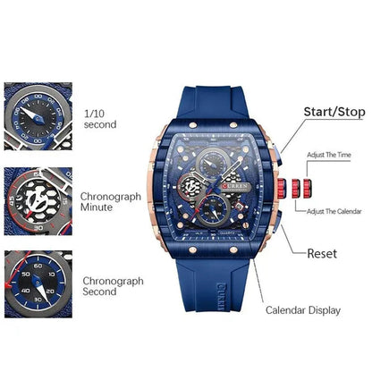 CURREN Mens Watch COOL Large Men's Classical Luxury Sports Design Watches Rubber Strap Waterproof Chronograph Date Quartz Relogios Masculino 8442