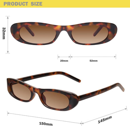Elongated Narrow Cat Eye Sunglasses for Women MS52357