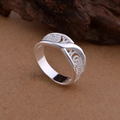 Gorgeous Rounded Hollow Shiny Ring Wholesale Price Fashion 925 Jewelry 925 Sterling Silver Rings for women Engagemetn/Wedding Party Jewelry Gift