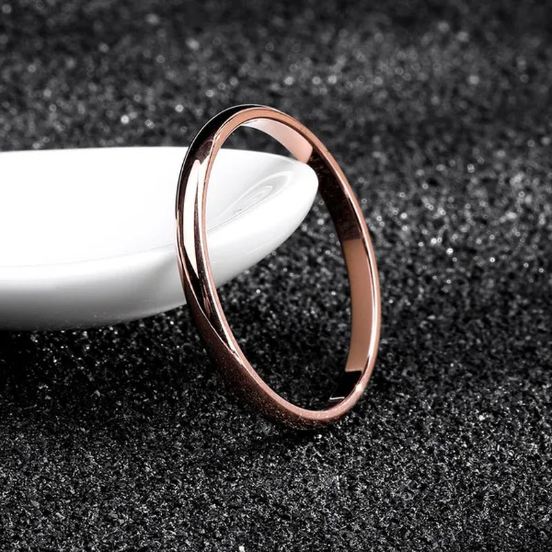 2mm Super Thin Dainty Tiny Ring Black/Silver/Gold/Rose Gold Rings Unisex Wedding Band Size 3-10