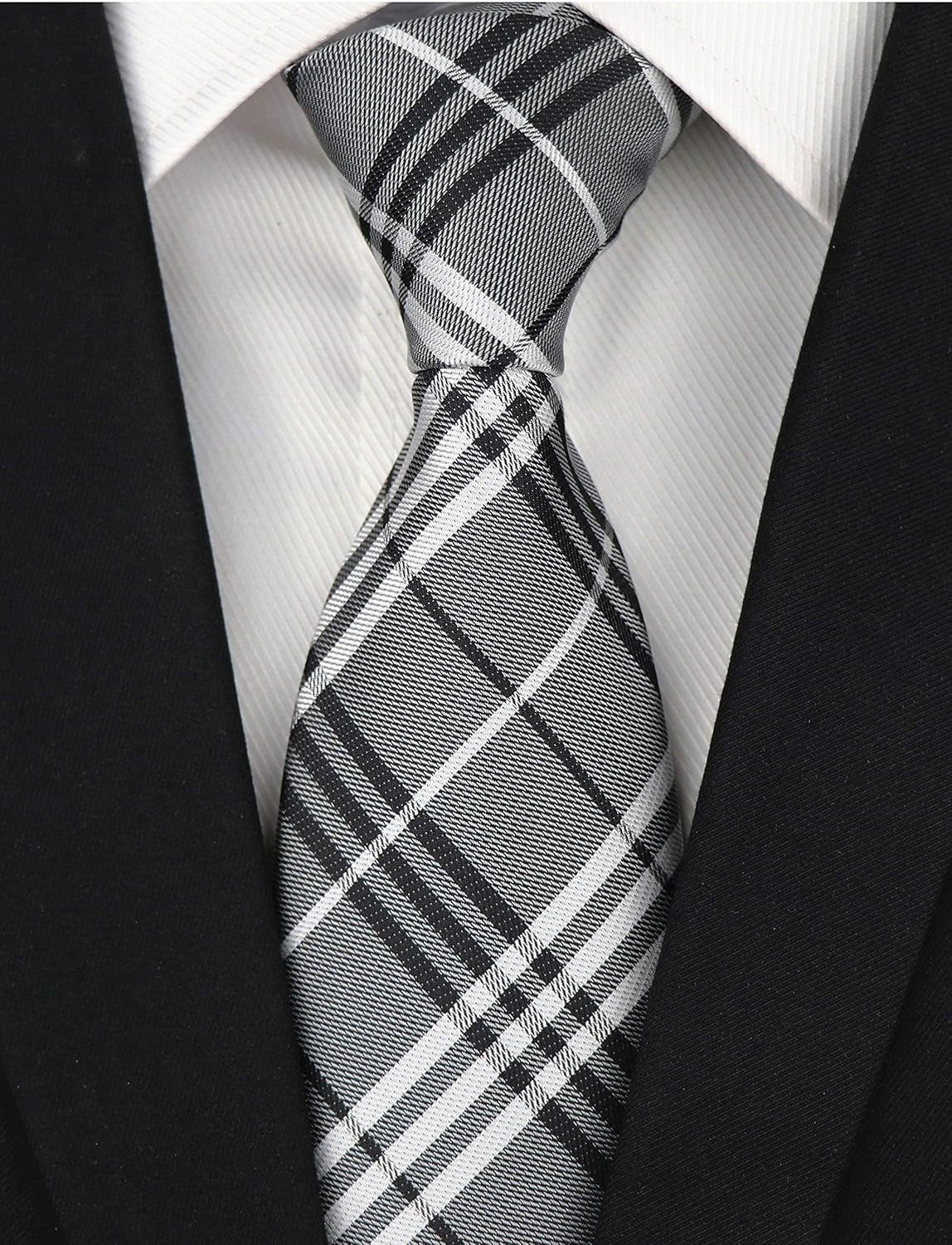 Men'S Gingham Check Stripe Ties Pattern Business Formal Designer Neckties 3.15"