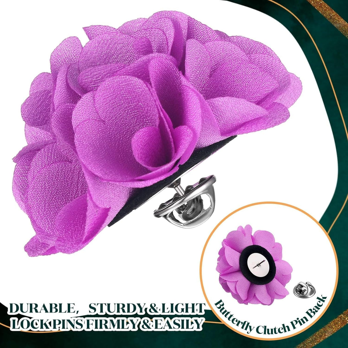 16 Pcs Lapel Flowers for Men Suits Flower Lapel Pins for Men Brooch Pins Handmade Satin Boutonniere