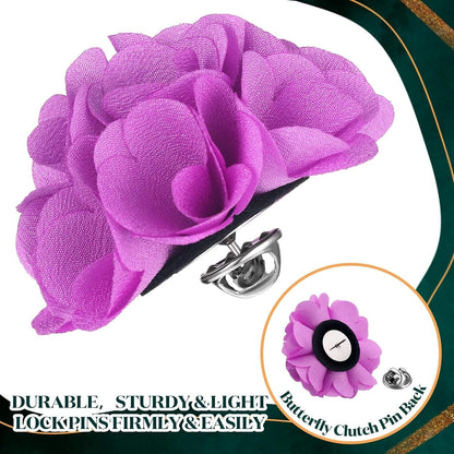 16 Pcs Lapel Flowers for Men Suits Flower Lapel Pins for Men Brooch Pins Handmade Satin Boutonniere