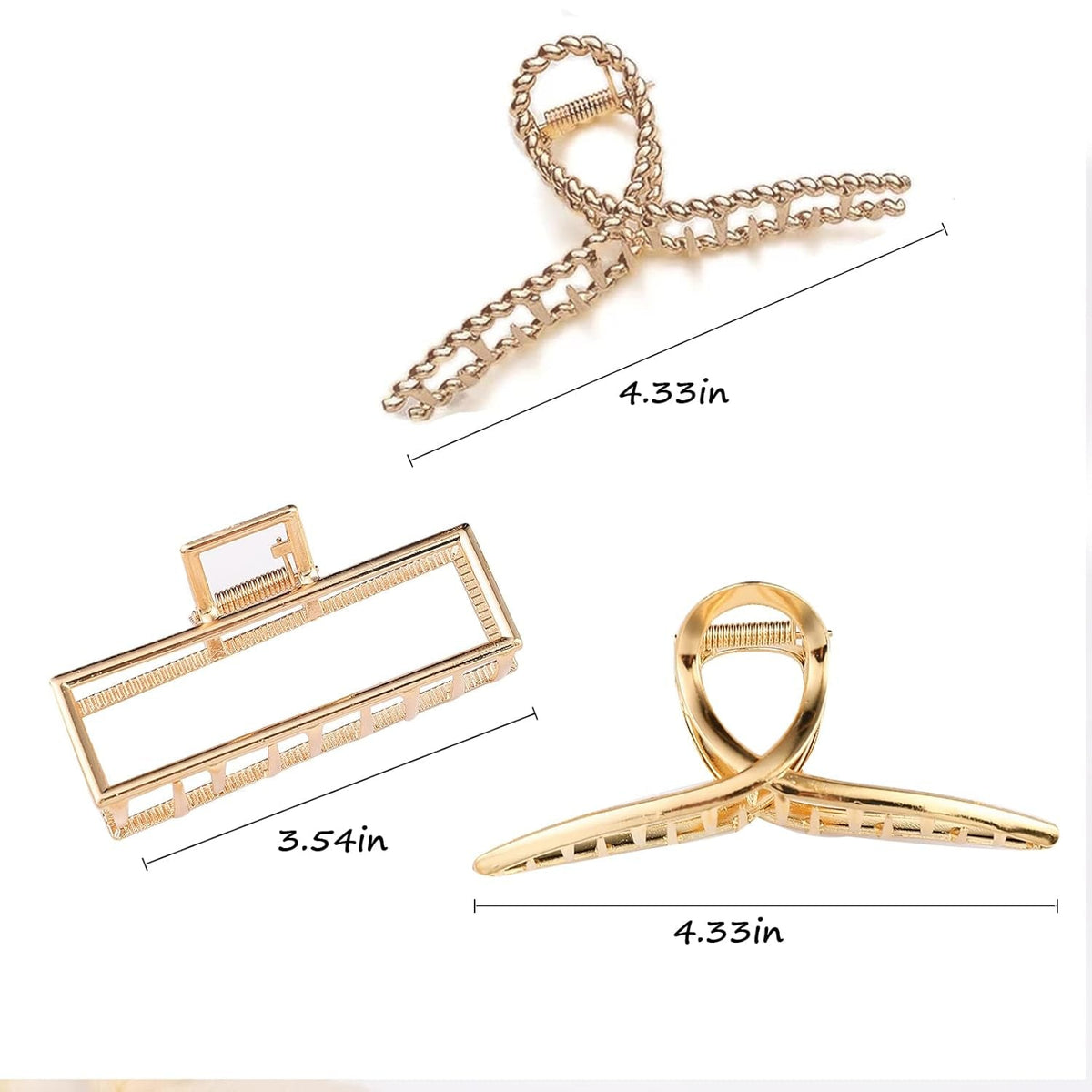 3 PCS Metal Large Claw Clips for Thick Heavy Hair, Strong Hold Big Non-Slip Hair Catch Barrette Jaw Clamp for Long Hair, Fashion Styling Accessories for Women Girls