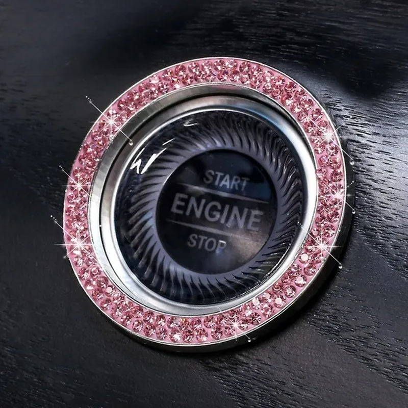 New Car One-Key Engine Start Stop Ignition Push Button Decorative Circle Ring Keyless Cover Trim Crystal Diamond Parts Decorate