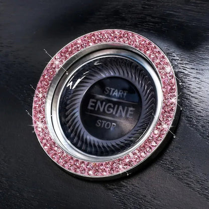 New Car One-Key Engine Start Stop Ignition Push Button Decorative Circle Ring Keyless Cover Trim Crystal Diamond Parts Decorate