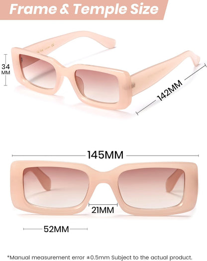 Rectangle Sunglasses Men Tinted Polarized Big Square Retro 90S Vintage Y2K Glasses for Women UV Protection