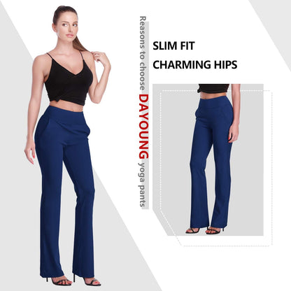 Bootcut Yoga Pants for Women Tummy Control Workout Bootleg Pants High Waist 4 Way Stretch Pants