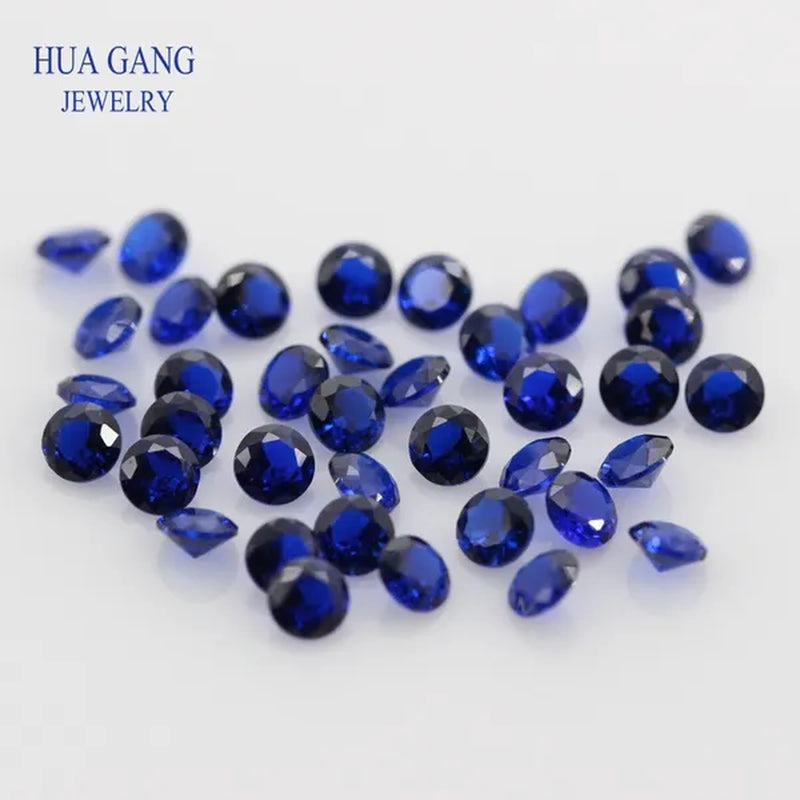 114# Deep Blue Spinel Stone  Color  High Quality Synthetic Round Brilliant Cut Gems Size 0.8-10mm For Jewelry
