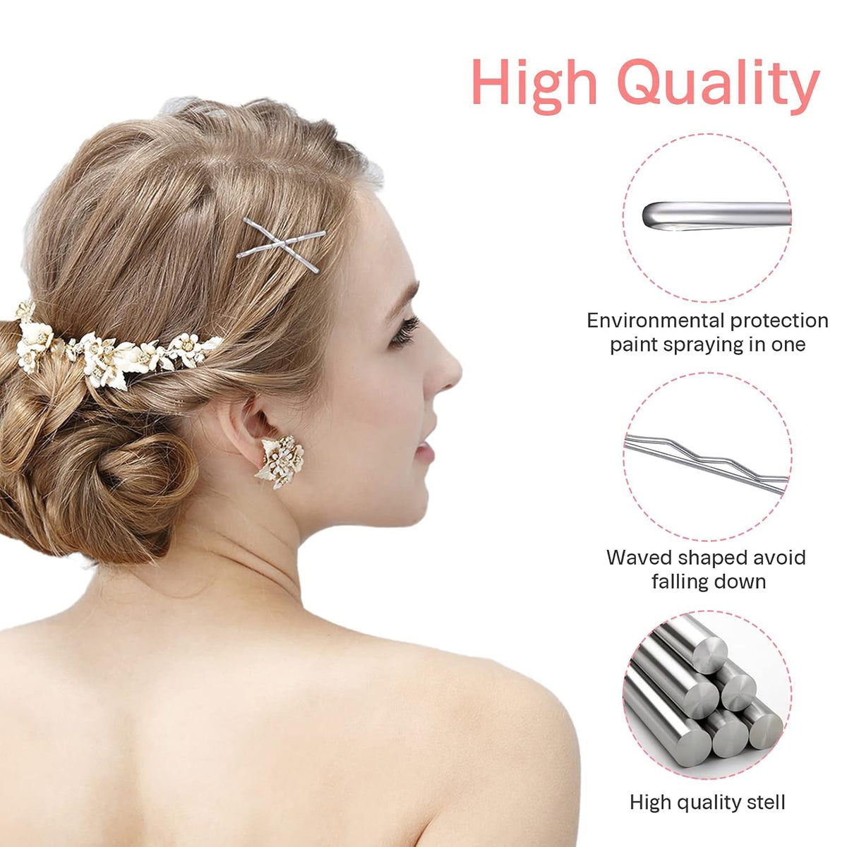 Silver Bobby Pins for Gray Hair 120PCS 2Inches Hair Pins for Women with Box