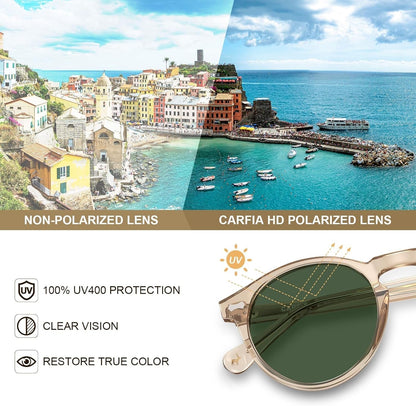Vintage Polarized Sunglasses for Men UV400 Protection Retro Fashion Eyewear Hand-Crafted Acetate Frame CA5288L