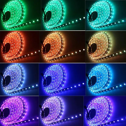 Non-Waterproof 5M 10M RGB led christmas lights smd 5050 12V flexible christmas led lights string rgb led strip + IR 24keys Remote controller