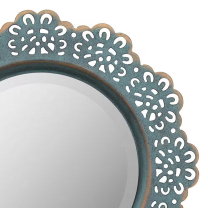 Small round Blue Casual Mirror (12.5 In. H X 12.5 In. W)