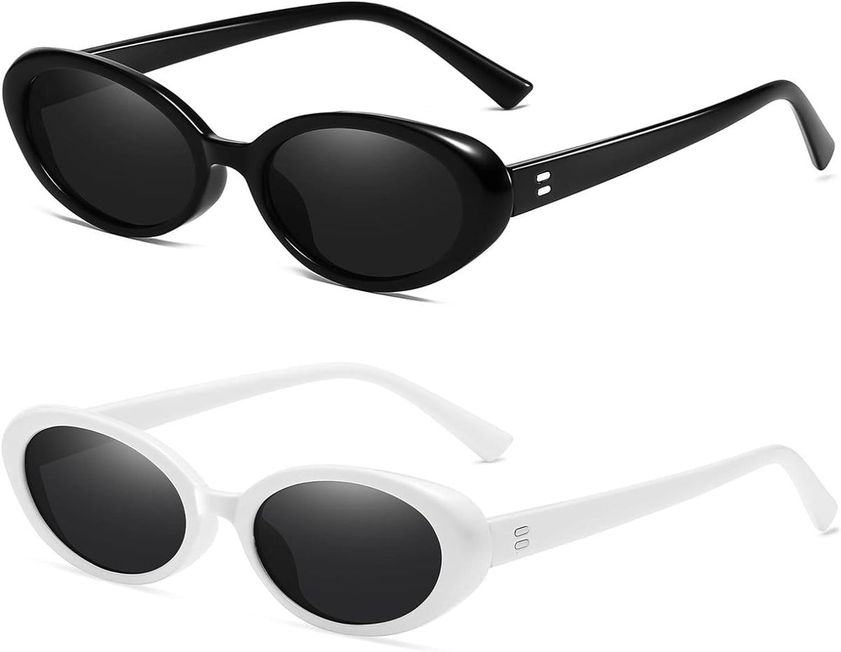 Retro Oval Sunglasses for Women Men Fashion Small Oval Sunglasses 90s Vintage Shades