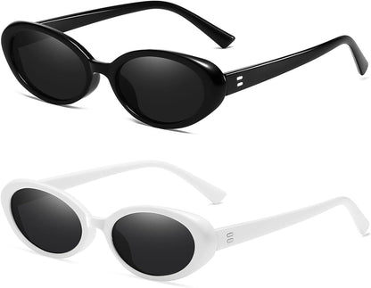 Retro Oval Sunglasses for Women Men Fashion Small Oval Sunglasses 90s Vintage Shades