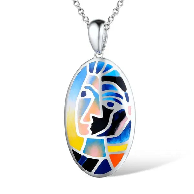 1/2/4/piece Set of Chinese and American Ethnic Style Abstract Drama Knife Horse Dan Abstract Face Contour Opera Mask 925 Sterling Silver Jewelry Jewelry Set Bride Engagement Wedding Jewelry Lover Gift Couple Necklace Anniversary Gift Jewelry