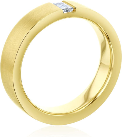 Flush Emerald Cut Lab Diamond (DEF/VS) Wedding Band 14K Gold