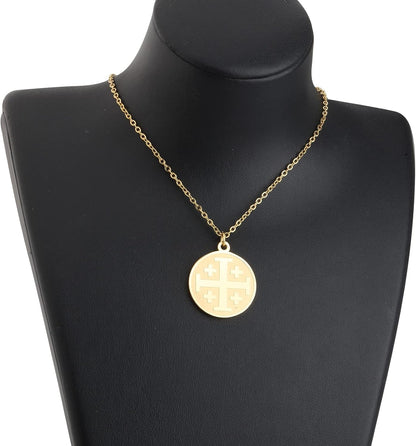 Religious Jewelry Cross Disc Pendant Necklace Greek Orthodox Jewelry
