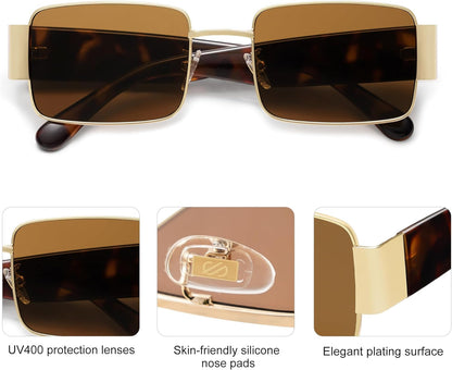 Retro Fashion Rectangle Sunglasses Womens Mens Vintage Trendy Square Shades SJ1162